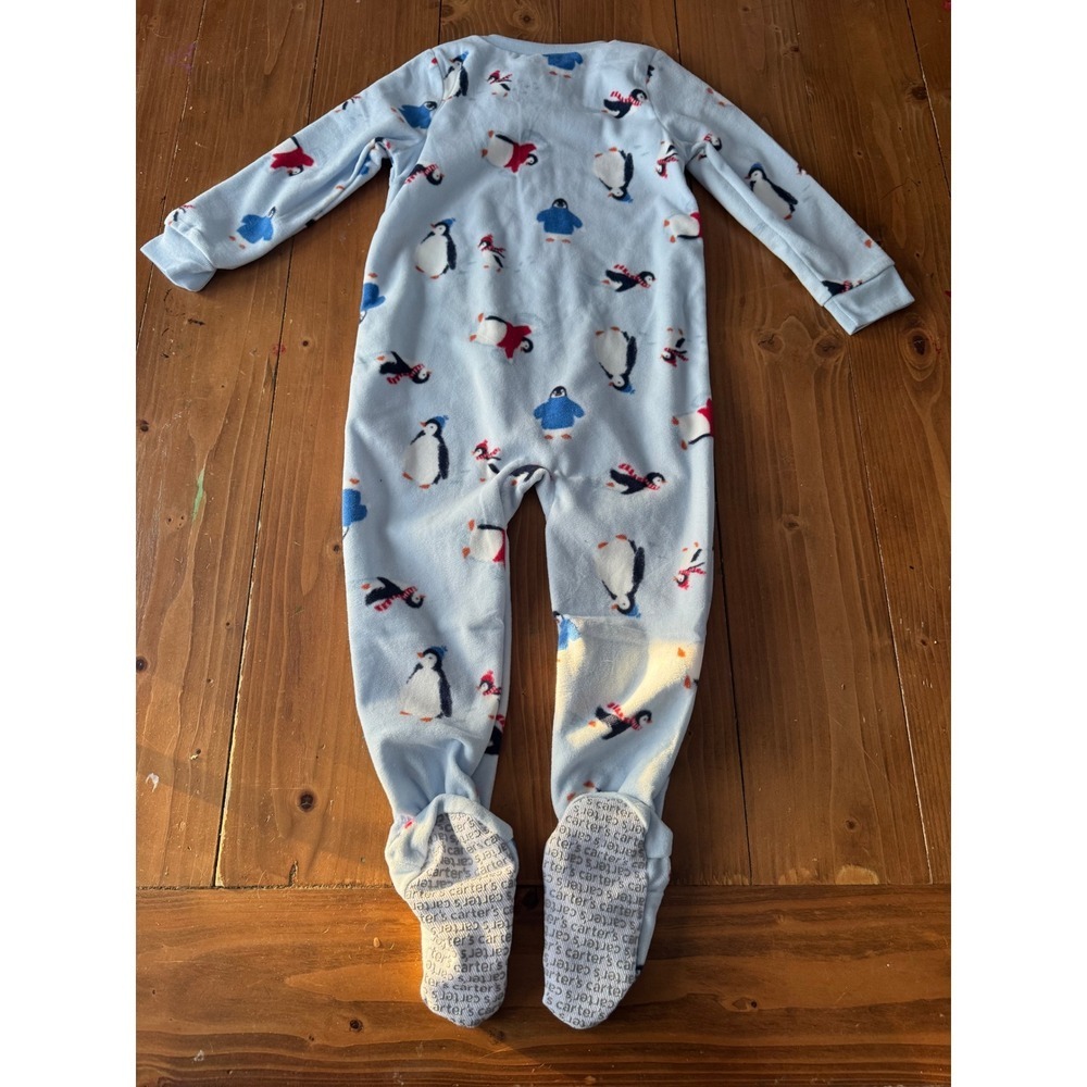 Carters Child of Mine Penguin‎ Footed Pajamas Sleepwear Baby Toddler 3T Blue